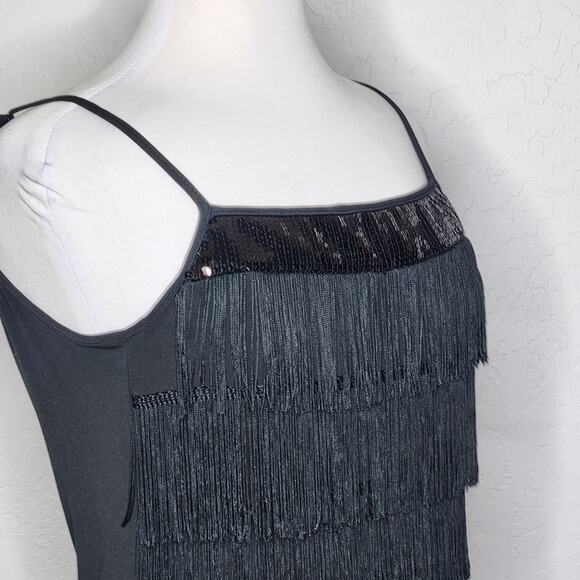 Express Vintage Fringe & Sequin Open Back Top Small - Picture 2 of 7